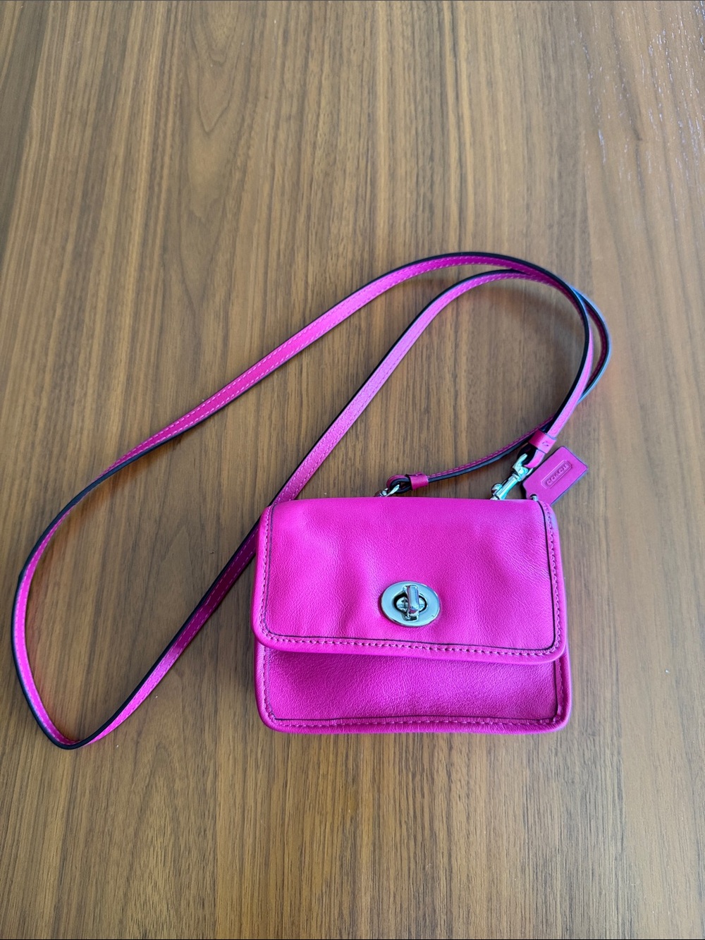 Coach Bright Pink Leather Crossbody Bag